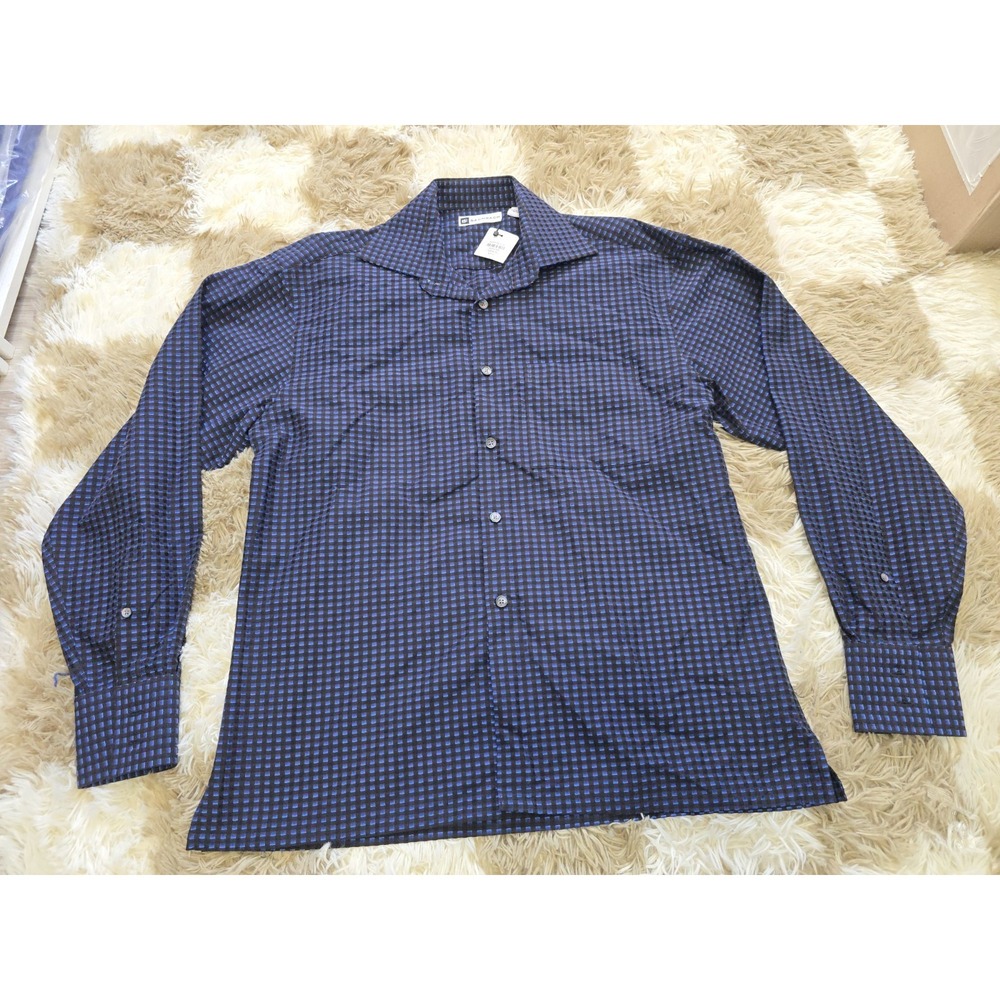 Bachrach Shirt Mens Medium Button Up Long Sleeve Blue NWT